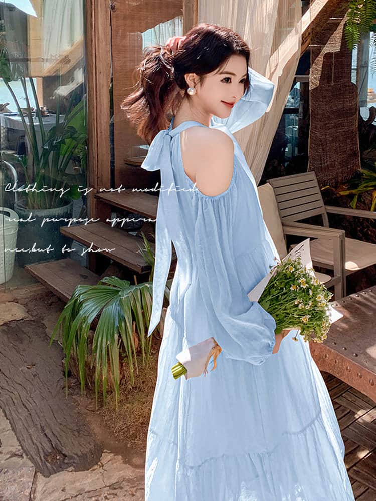 Cold Shoulder Tiered A - Line Maxi Dress - EveningVerse - 12