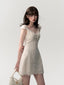 Cream White Eyelet Embroidery V-neck Cap Sleeve Ruched Waist Dress - EveningVerse2