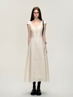 Cream White Fit-and-Flare Eyelet Mini Dress - EveningVerse2
