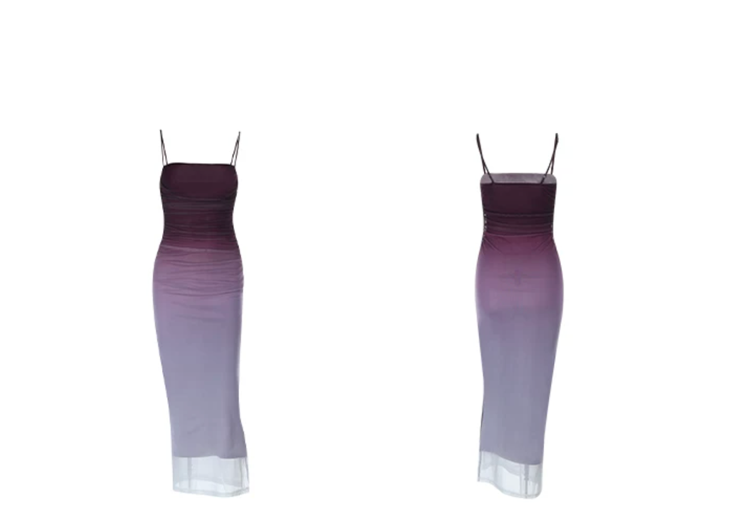 Gradient Mesh Spaghetti Strap Bodycon Maxi Dress