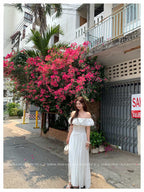 Plus Size Off Shoulder Ruched A-Line Maxi Dress