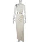 One Shoulder Cutout High Slit Maxi Dress