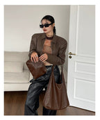 Slouchy Cowhide Shoulder Tote Bag