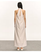 Lyocell Linen V Neck Sleeveless A-Line Maxi Dress