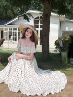 Off-Shoulder Polka Dot Tiered Maxi Dress