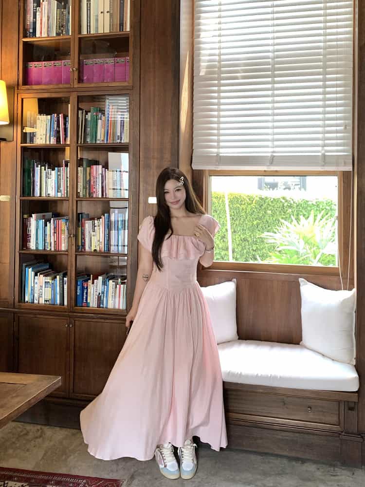 Plus Size Off Shoulder Ruched A-Line Maxi Dress