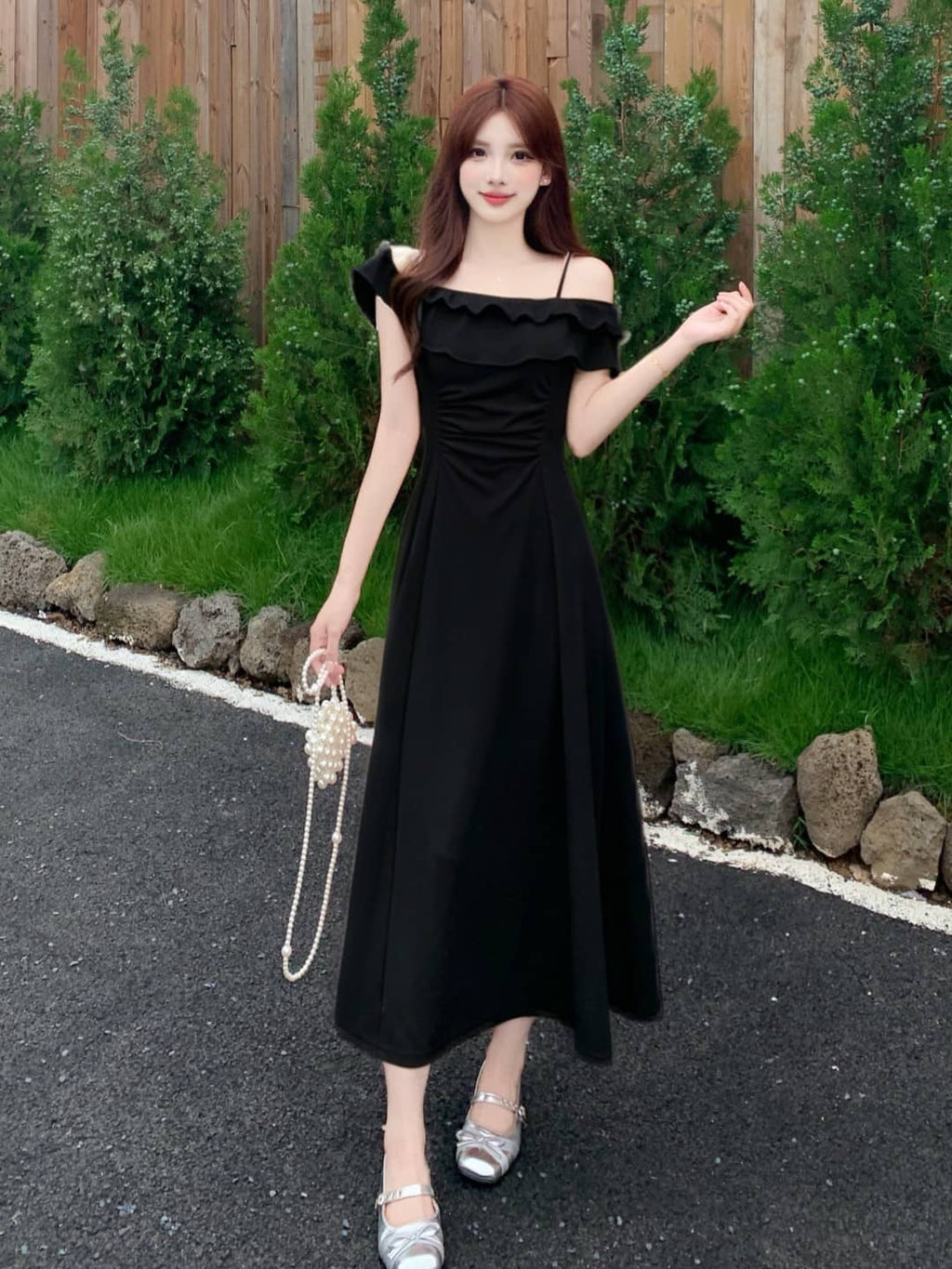 Ruffle Off-Shoulder A-Line Dress