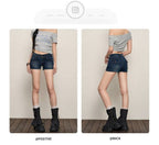 Dark Blue Low Rise Stretch Denim Shorts - EveningVerse - 7