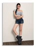 Dark Blue Low Rise Stretch Denim Shorts - EveningVerse - 2