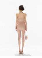 Draped Halter Neck Ruched Bodycon Mini Dress - EveningVerse - 8