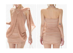 Draped Halter Neck Ruched Bodycon Mini Dress - EveningVerse - 6
