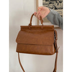 Vintage PU Satchel Handbag with Strap