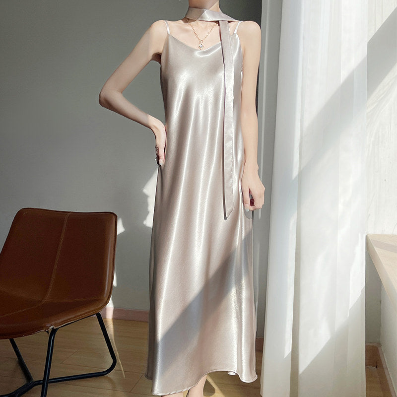 Satin V-Neck Cami Maxi Dress