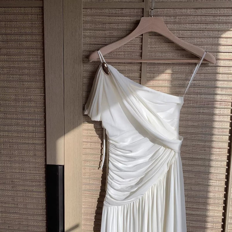 One Shoulder Ruched Maxi Dress