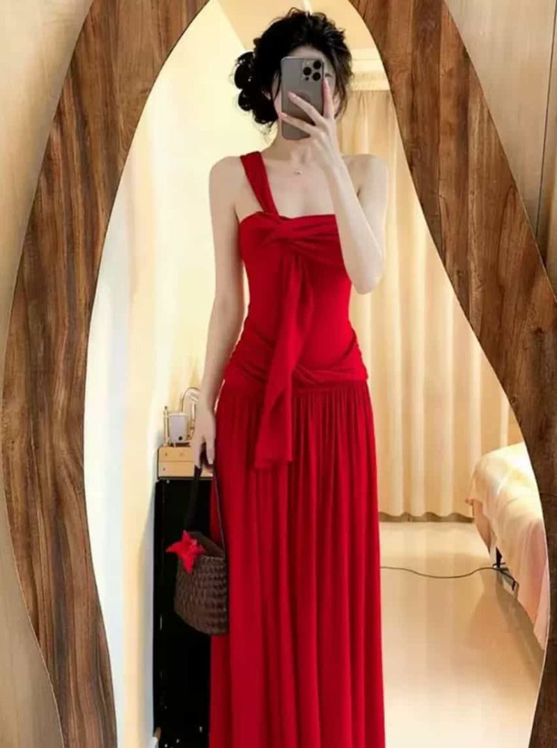 Scarlet Romance Bow Front Strapless Maxi Dress