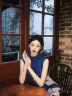 Elegant Stand Collar Floral Print Maxi Dress - EveningVerse - 1