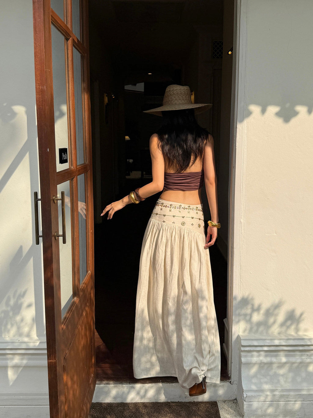 Embroidered Waist A - Line Maxi Skirt - EveningVerse - 4