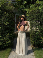 Embroidered Waist A - Line Maxi Skirt - EveningVerse - 3
