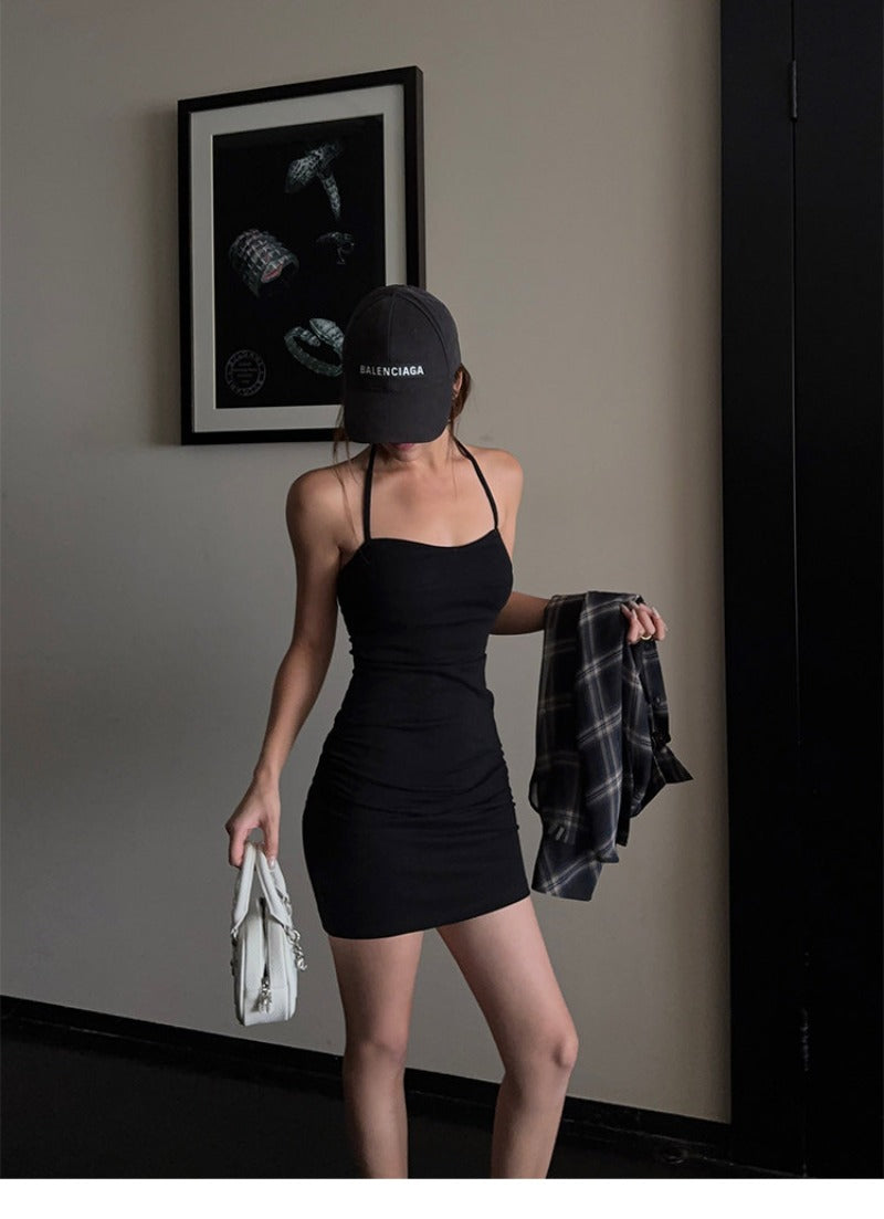 Padded Halter Neck Ruched Bodycon Mini Dress