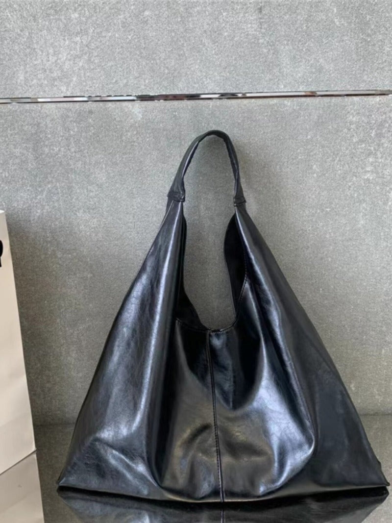 Slouchy Oversized PU Leather Shoulder Tote Bag
