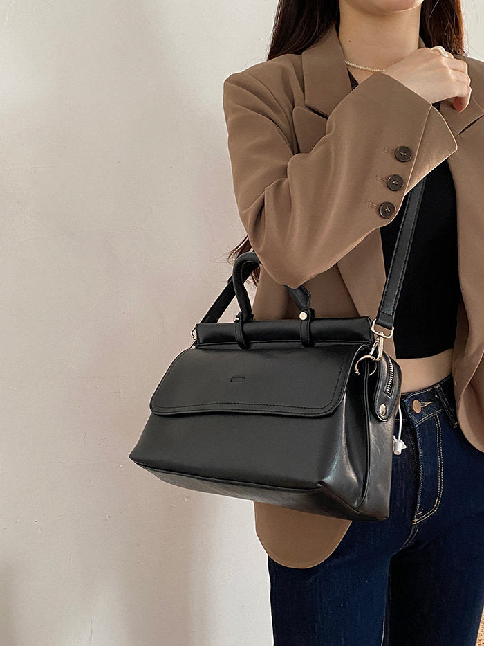 Vintage PU Satchel Handbag with Strap