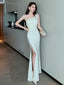 Cream One Shoulder Ruched Mermaid Maxi Dress