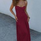 Playful Polka Dot Tie-Back Halter Maxi Dress