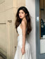 Coastal Muse White Cutout One Shoulder Maxi Dress