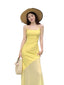 Sunlit Yellow Mesh Panel Mermaid Maxi Dress