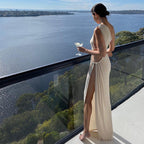 One Shoulder Cutout High Slit Maxi Dress