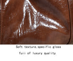 Retro Glossy Leather Shoulder Bag with Charm