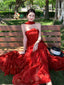 Rose Strapless Floral Ruffle Fit-and-Flare Maxi Dress