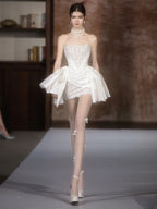 Ivory Strapless Lace Corset Mini Dress