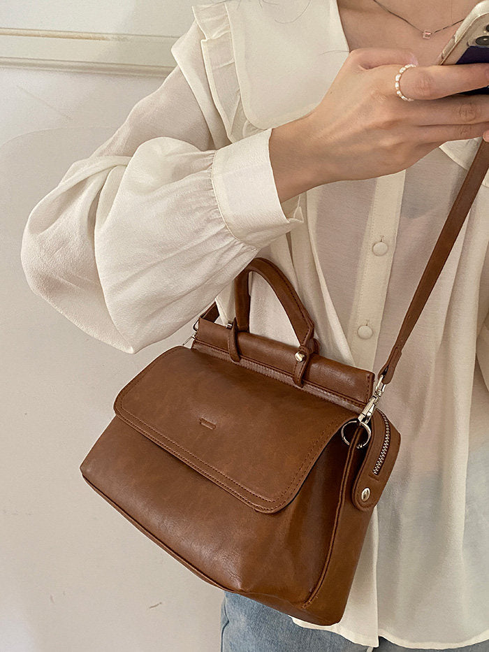 Vintage PU Satchel Handbag with Strap