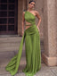 Sultry Ruched One Shoulder Cutout Maxi Dress