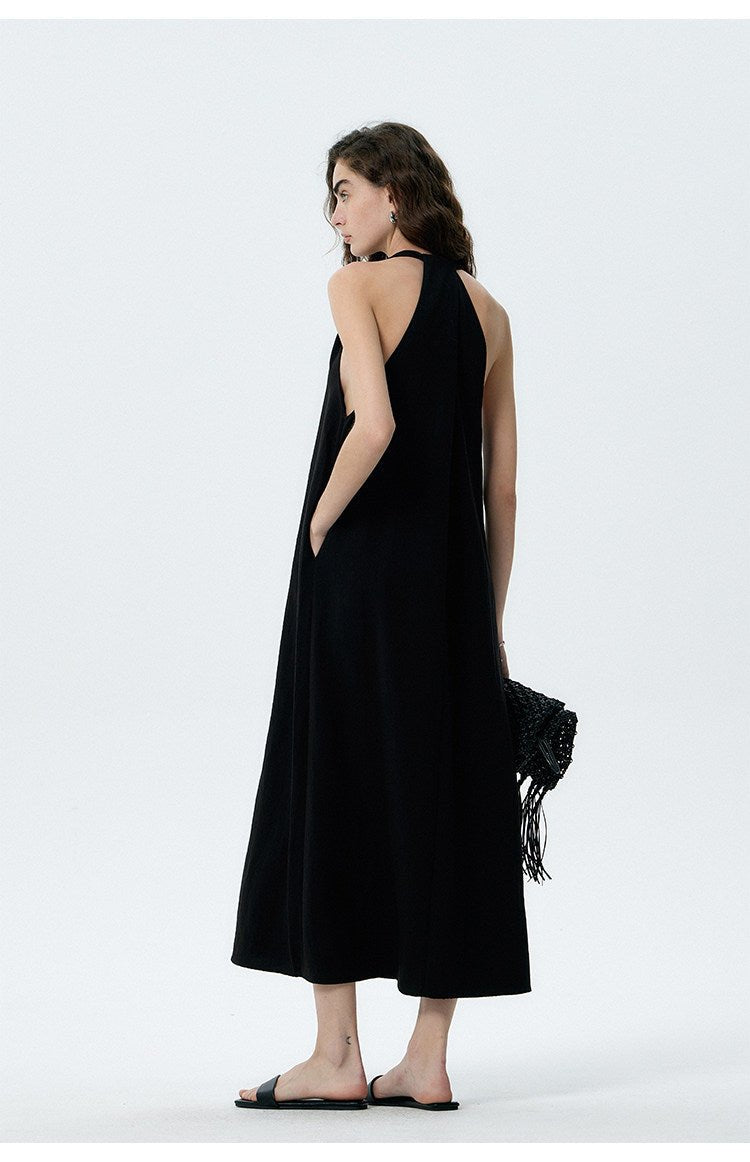 Flowy Halter V - Neck Maxi Dress with Pockets - EveningVerse - 6