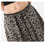 Gray /brown Leopard Print Elastic Waist Wide Leg Casual Pants - EveningVerse - 11