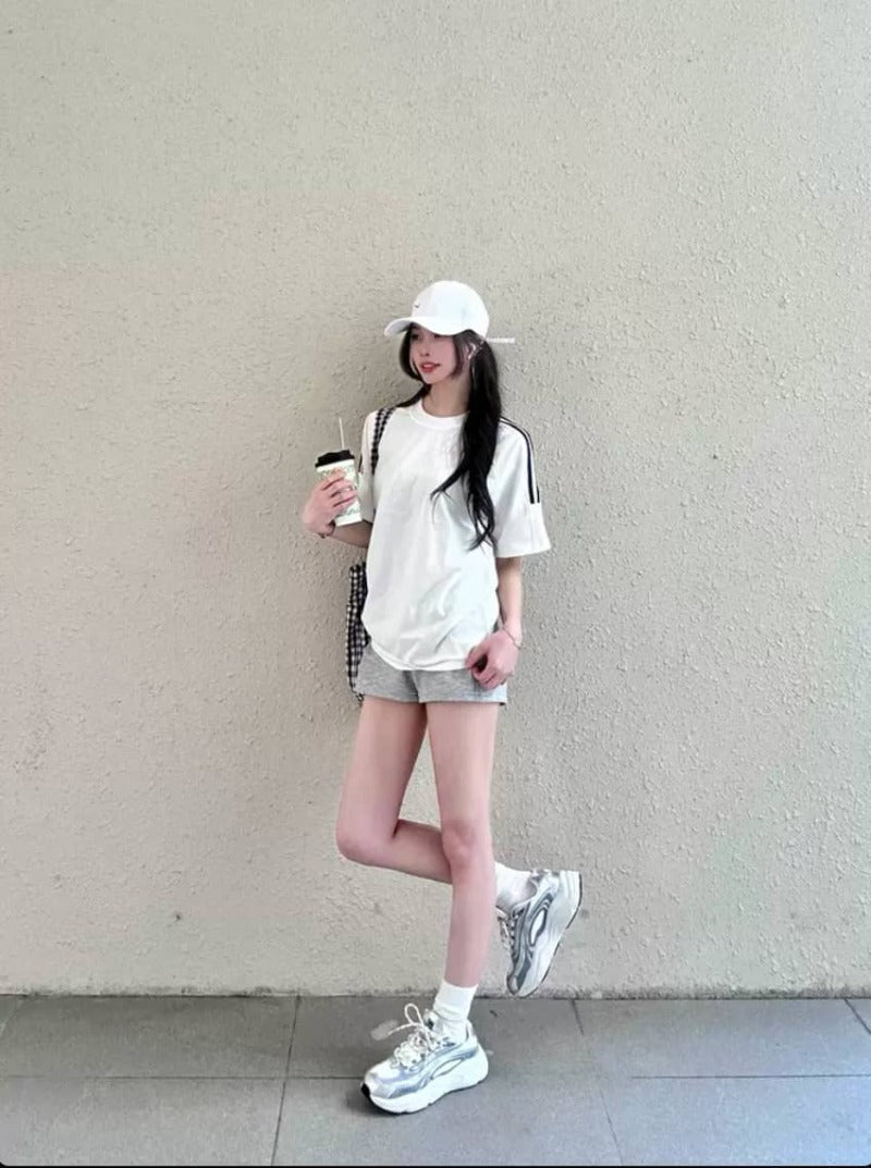 High Waist Wide Waistband Sport Shorts - EveningVerse - 1 Main image