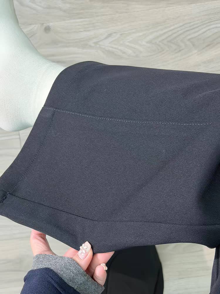 Khaki/Navy High Waist Wide Leg Straight Pants - EveningVerse - 9