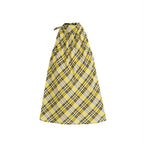 Lemon Yellow & Navy Blue Cotton Plaid Halter Top - EveningVerse11