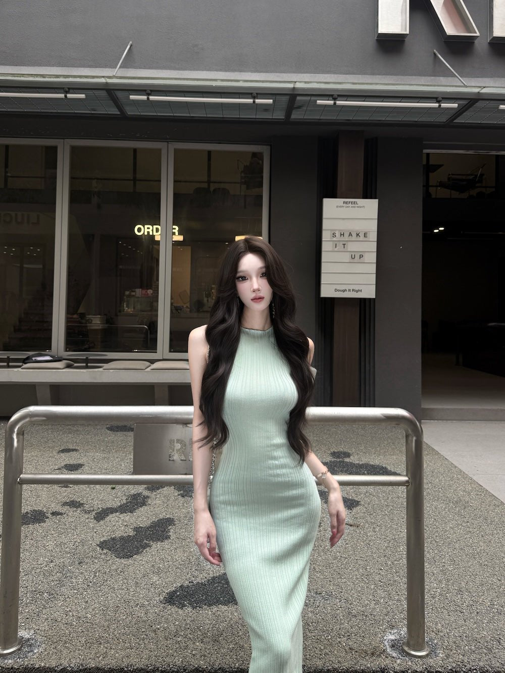 Multi Color Sleeveless Ribbed Knit Bodycon Midi Dress - EveningVerse - 13
