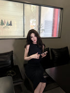 Multi Color Sleeveless Ribbed Knit Bodycon Midi Dress - EveningVerse - 9