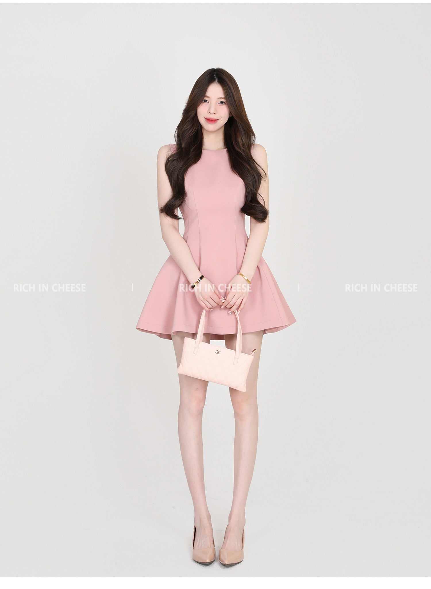 Multi Color Sleeveless Round Neck A - Line Mini Dress - EveningVerse - 7