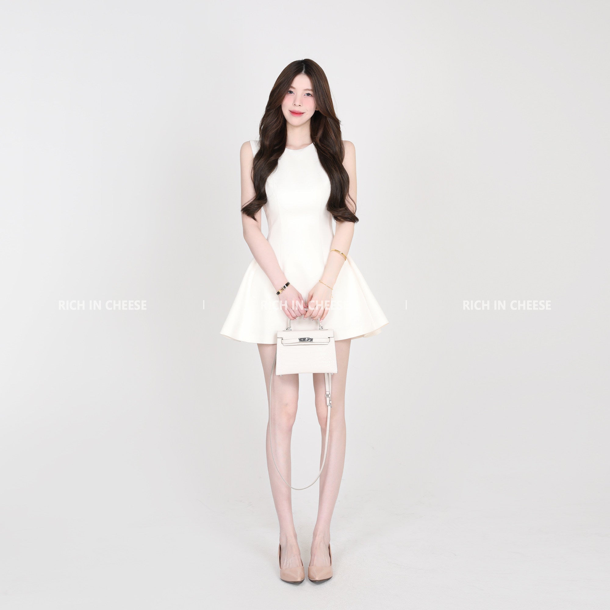Multi Color Sleeveless Round Neck A - Line Mini Dress - EveningVerse - 11