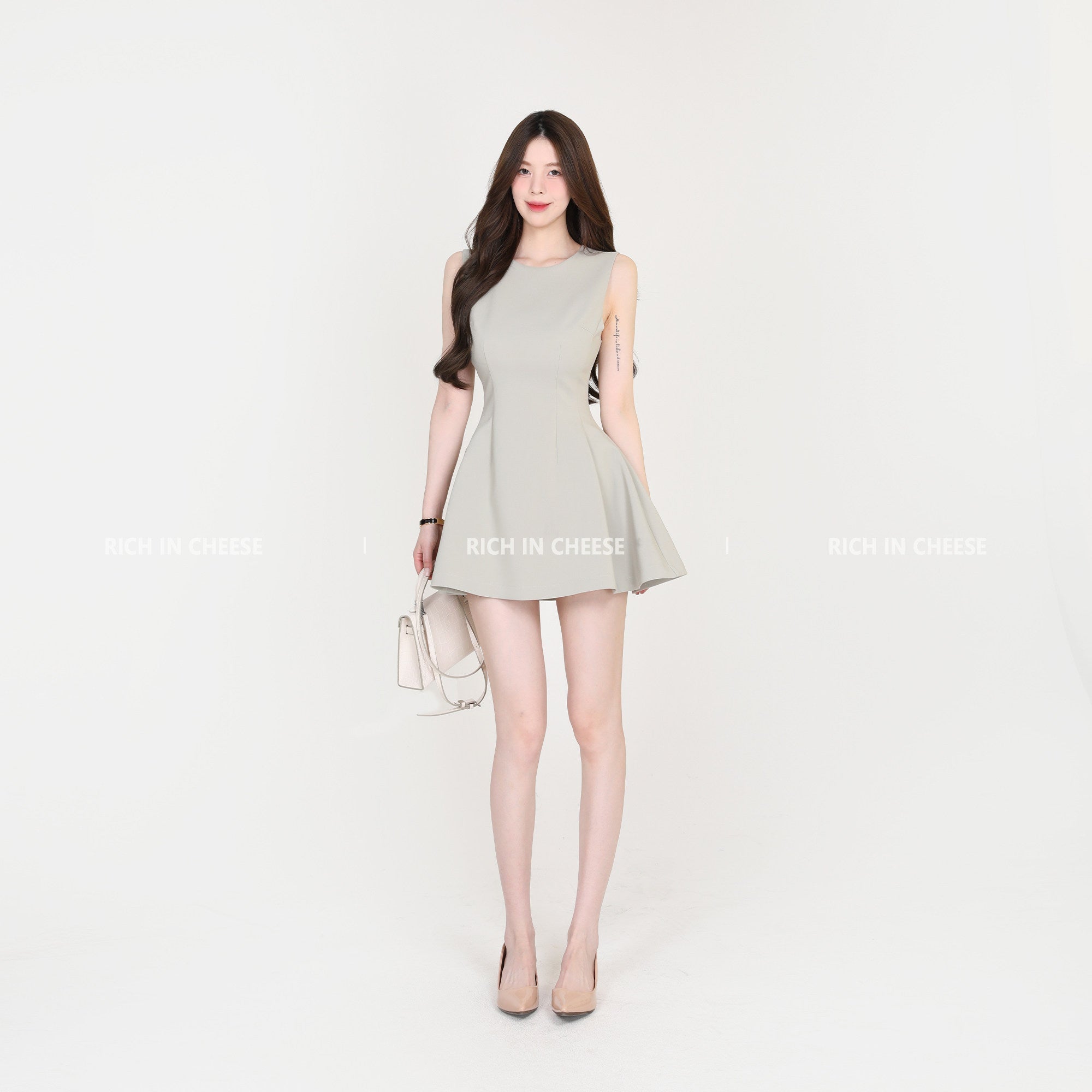Multi Color Sleeveless Round Neck A - Line Mini Dress - EveningVerse - 14