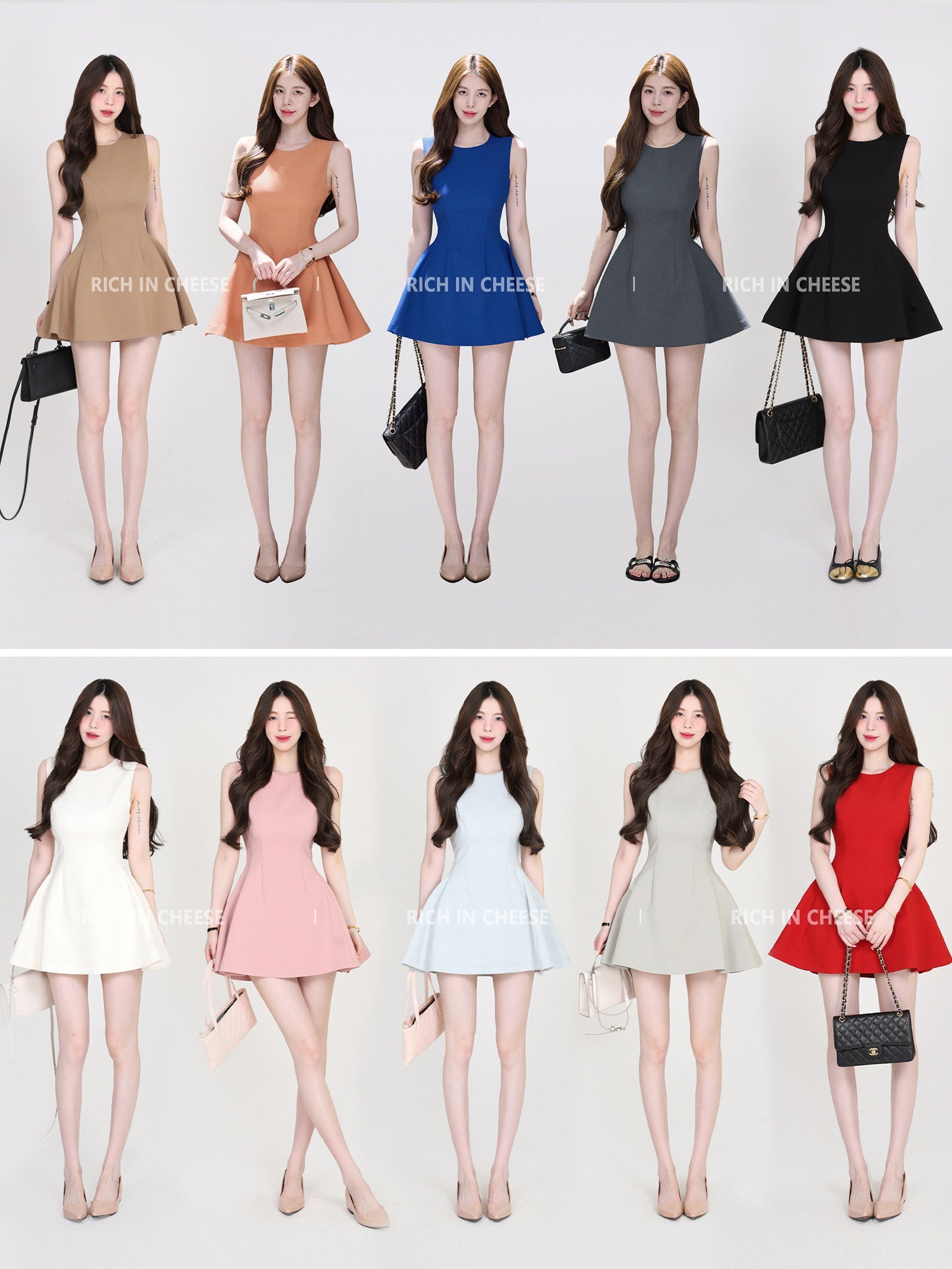 Multi Color Sleeveless Round Neck A - Line Mini Dress - EveningVerse - 3