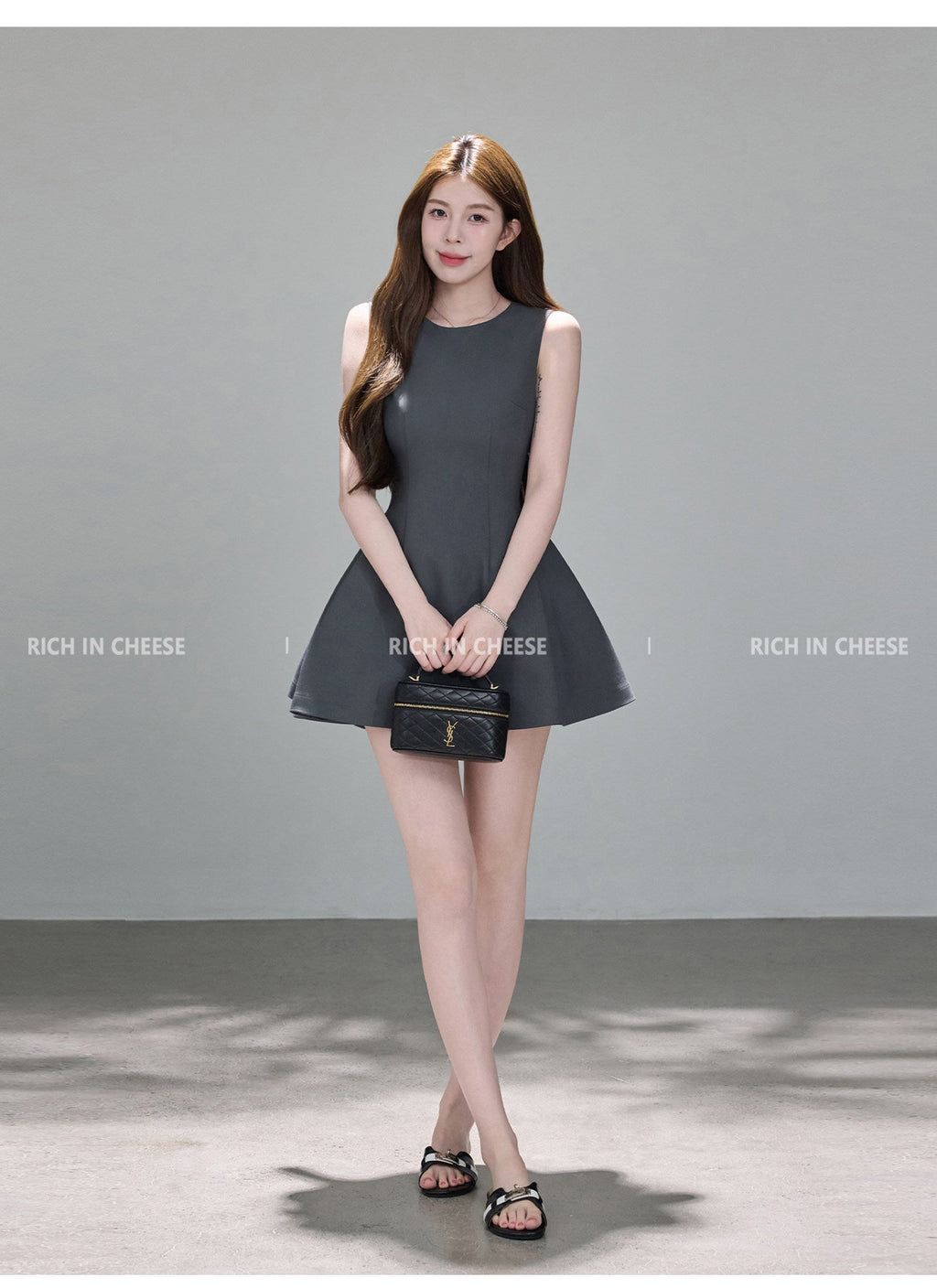 Multi Color Sleeveless Round Neck A - Line Mini Dress - EveningVerse - 8