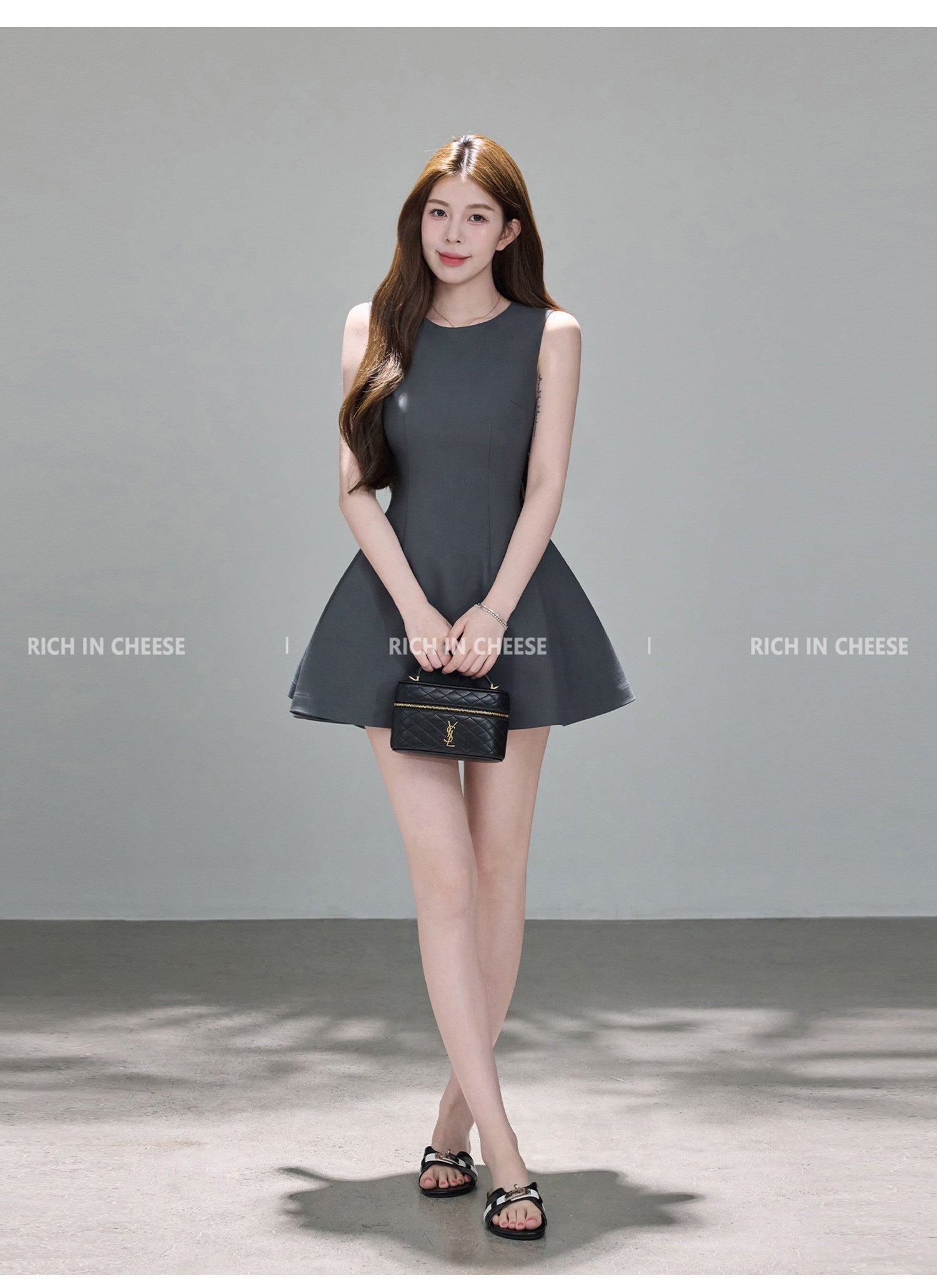 Multi Color Sleeveless Round Neck A - Line Mini Dress - EveningVerse - 8