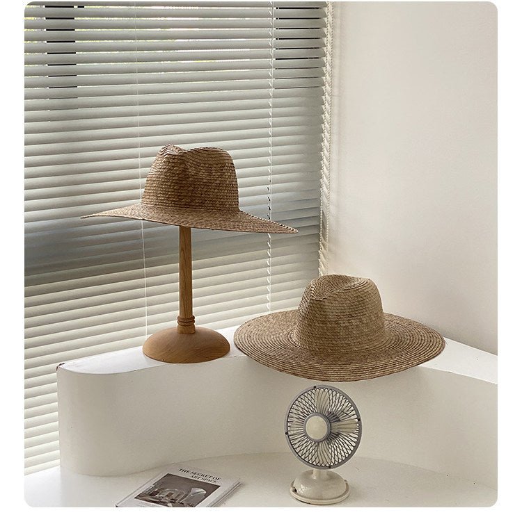 Natural Wheat Straw Wide Brim Fedora - UPF 50+ Sun Protection - EveningVerse - 3