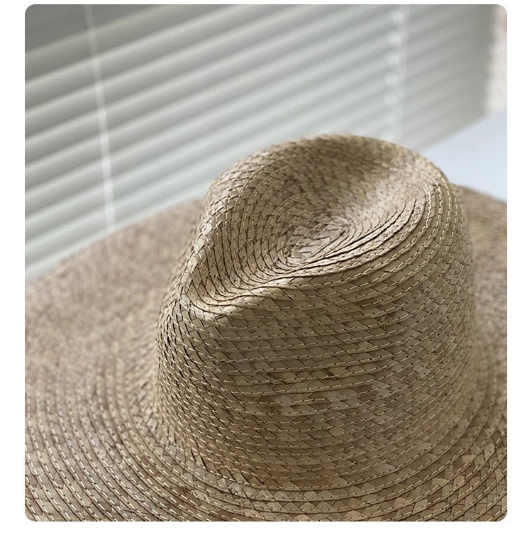 Natural Wheat Straw Wide Brim Fedora - UPF 50+ Sun Protection - EveningVerse - 2
